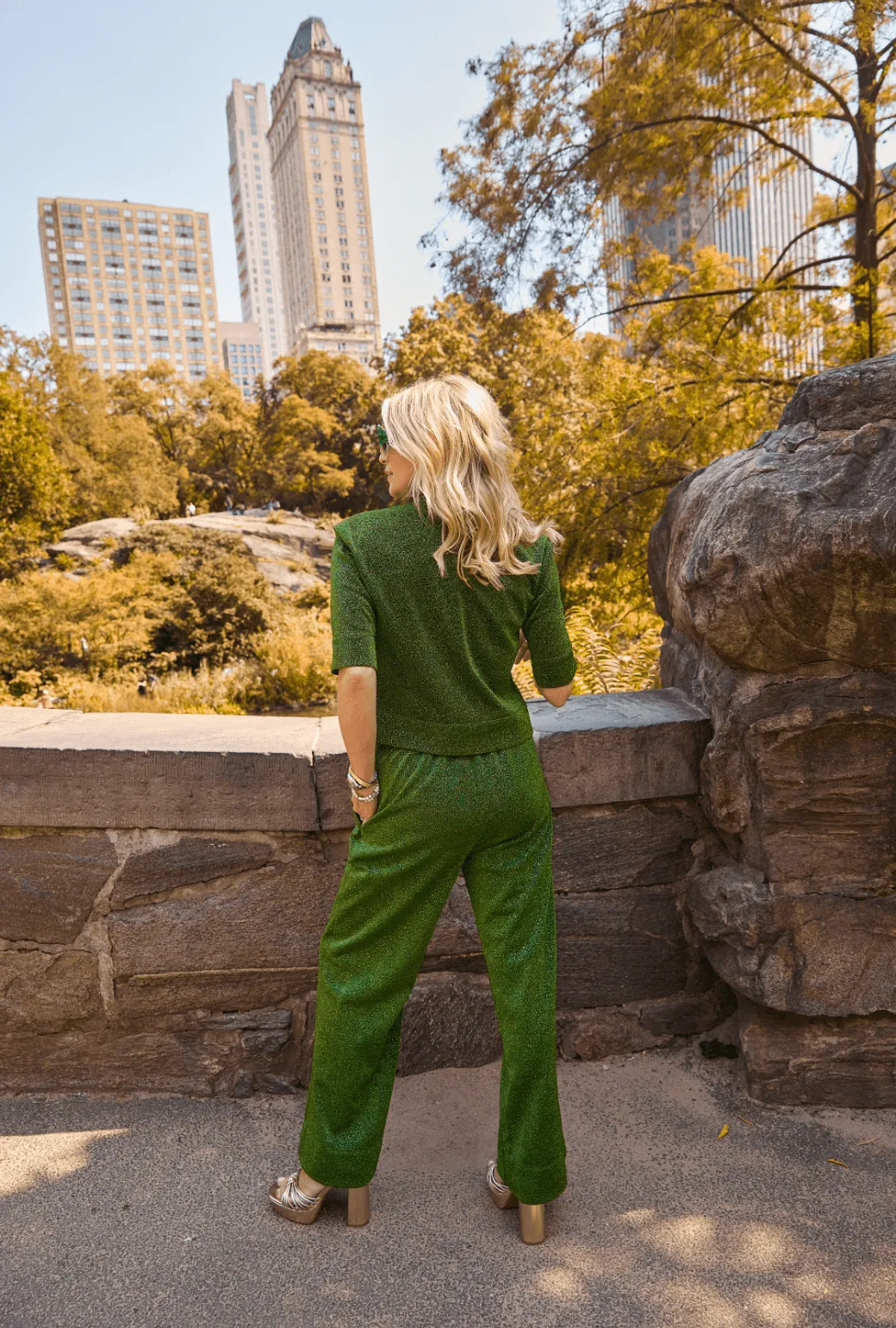 SAMPLE - Sparkle Trousers - Green Flexible Material