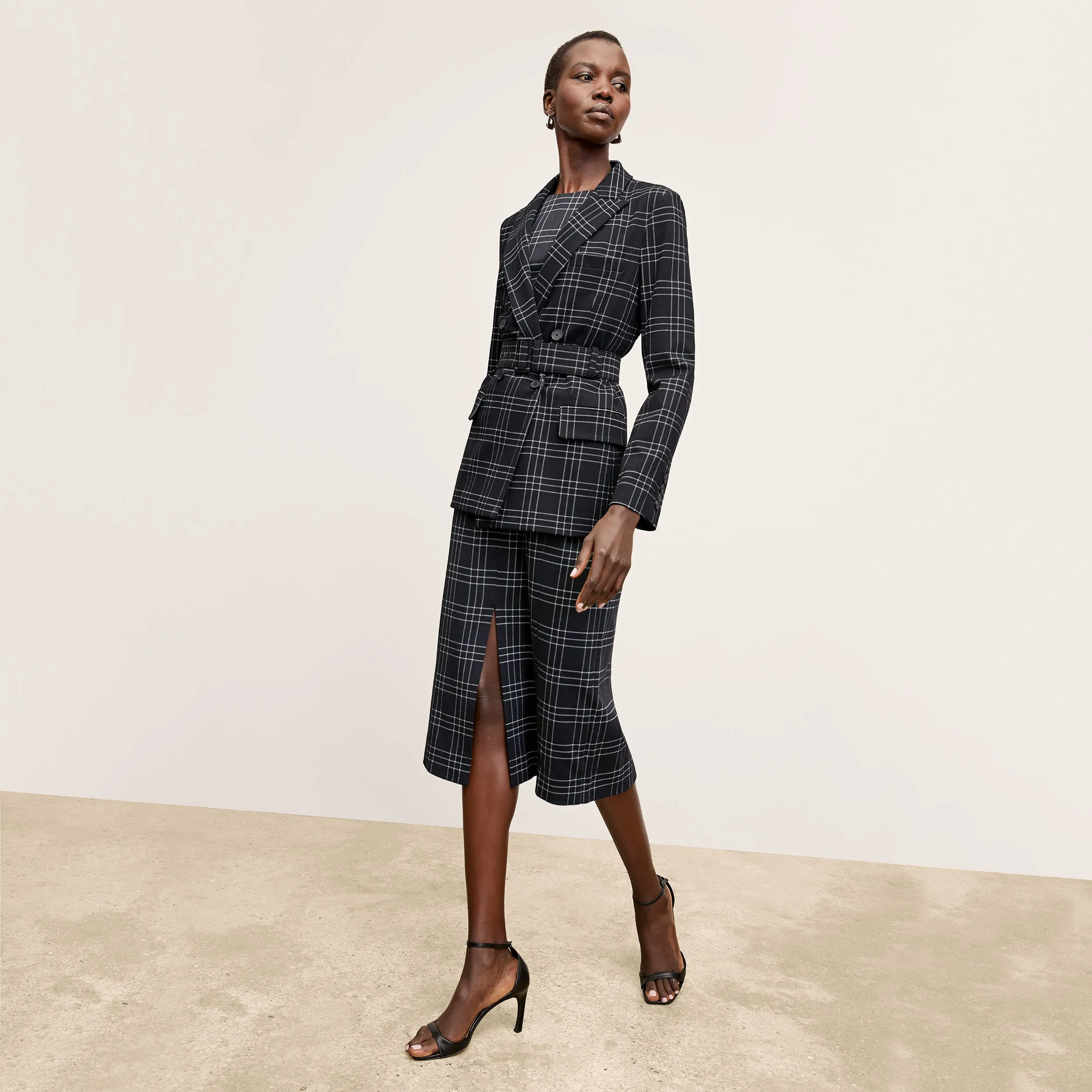 Ashtin Dress - Knit Suiting :: Plaid FlexibleNeckline