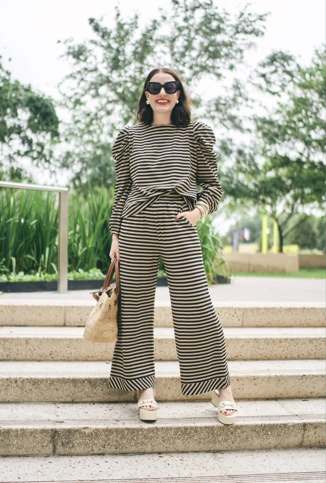 Modern Cut SAMPLE - BURU x Val Wide Leg Knit Trouser - Taupe & Black Knit