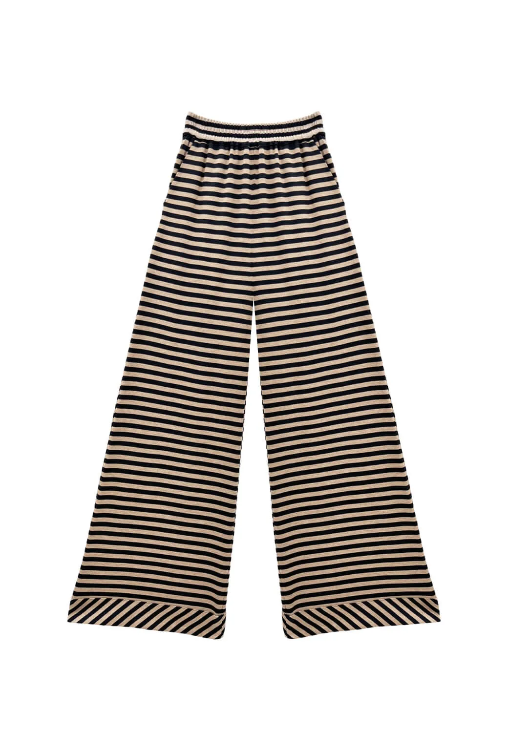 Modern Design SAMPLE - BURU x Val Wide Leg Knit Trouser - Taupe & Black Knit