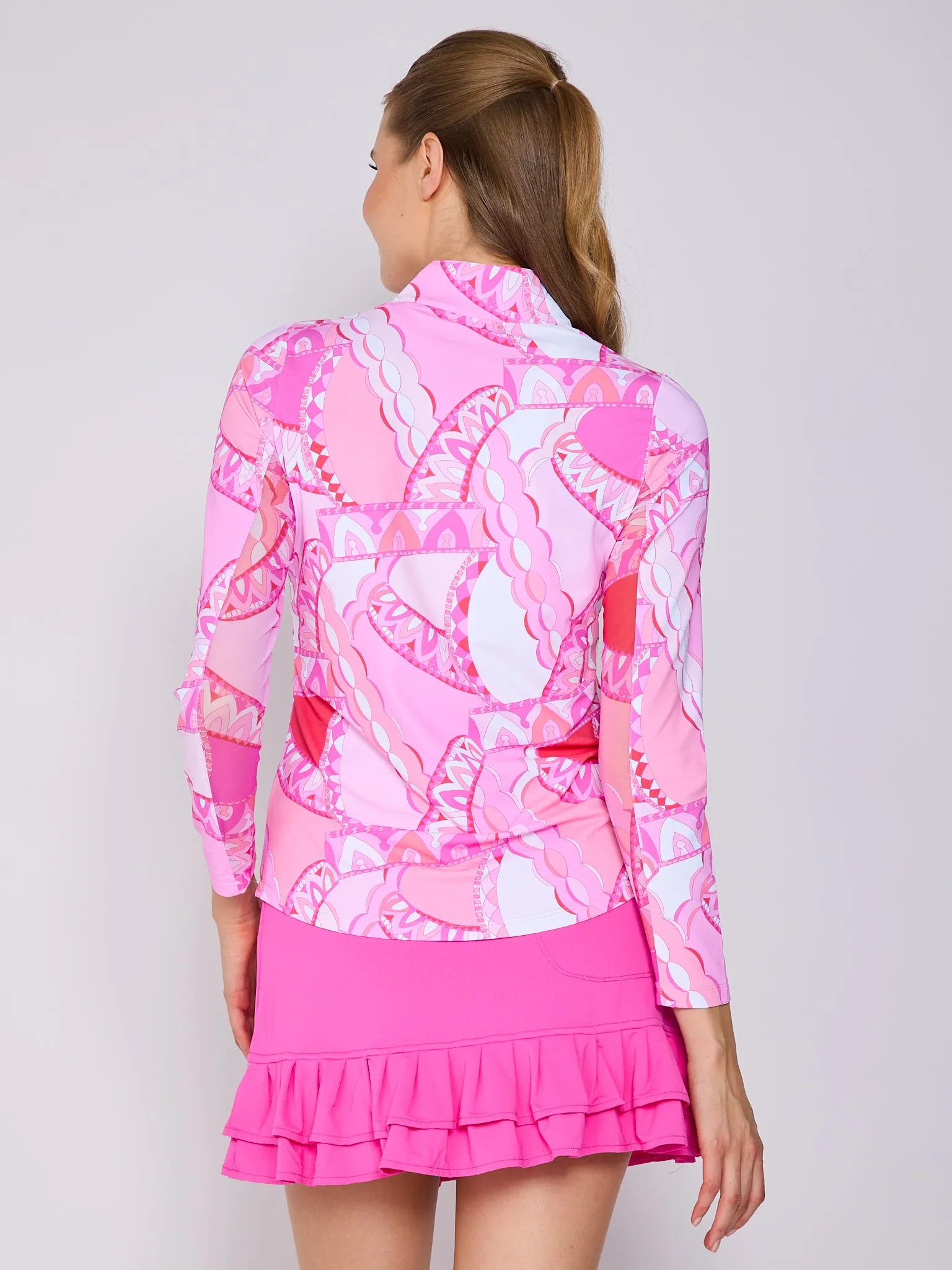 Quarter Zip Sun Protection Top In Monte Carlo Pink Office Attire LowProfile Zipper