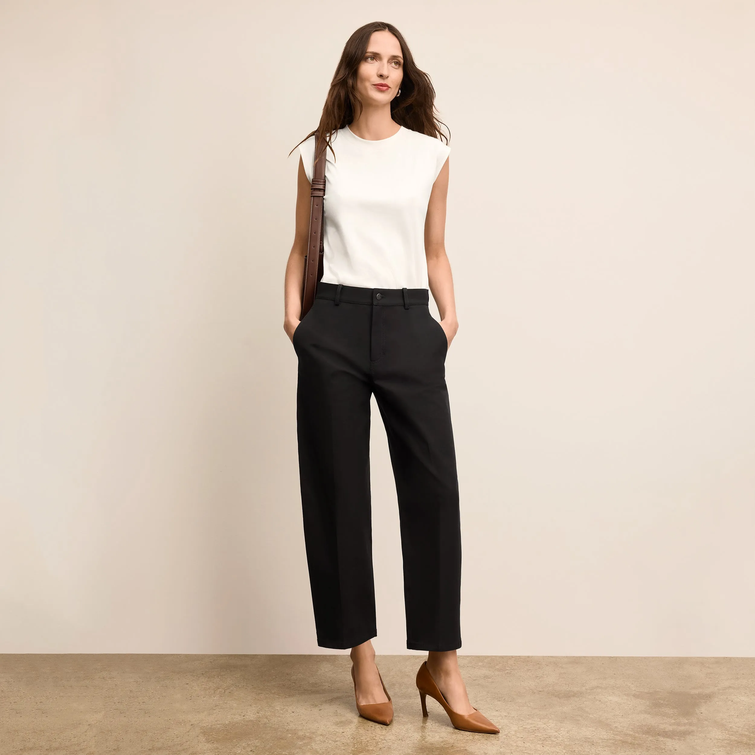 Winter Fashion Yarn Dyed Stripes Alina Muscle Tee - Organic Pima Cotton :: Ivory