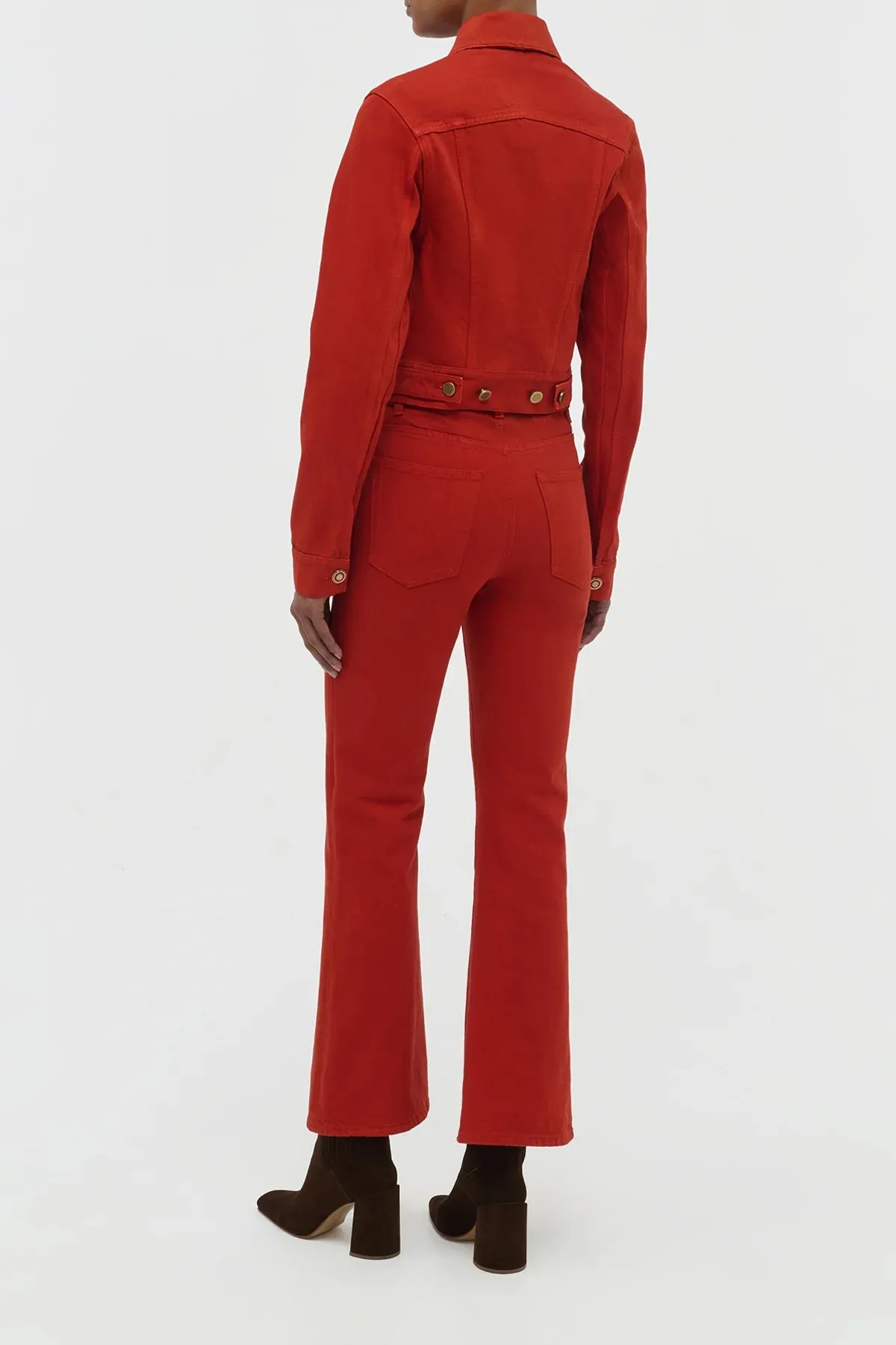 Warm Layer Bronte Jacket in Antelope Orange Recycled Cotton Denim