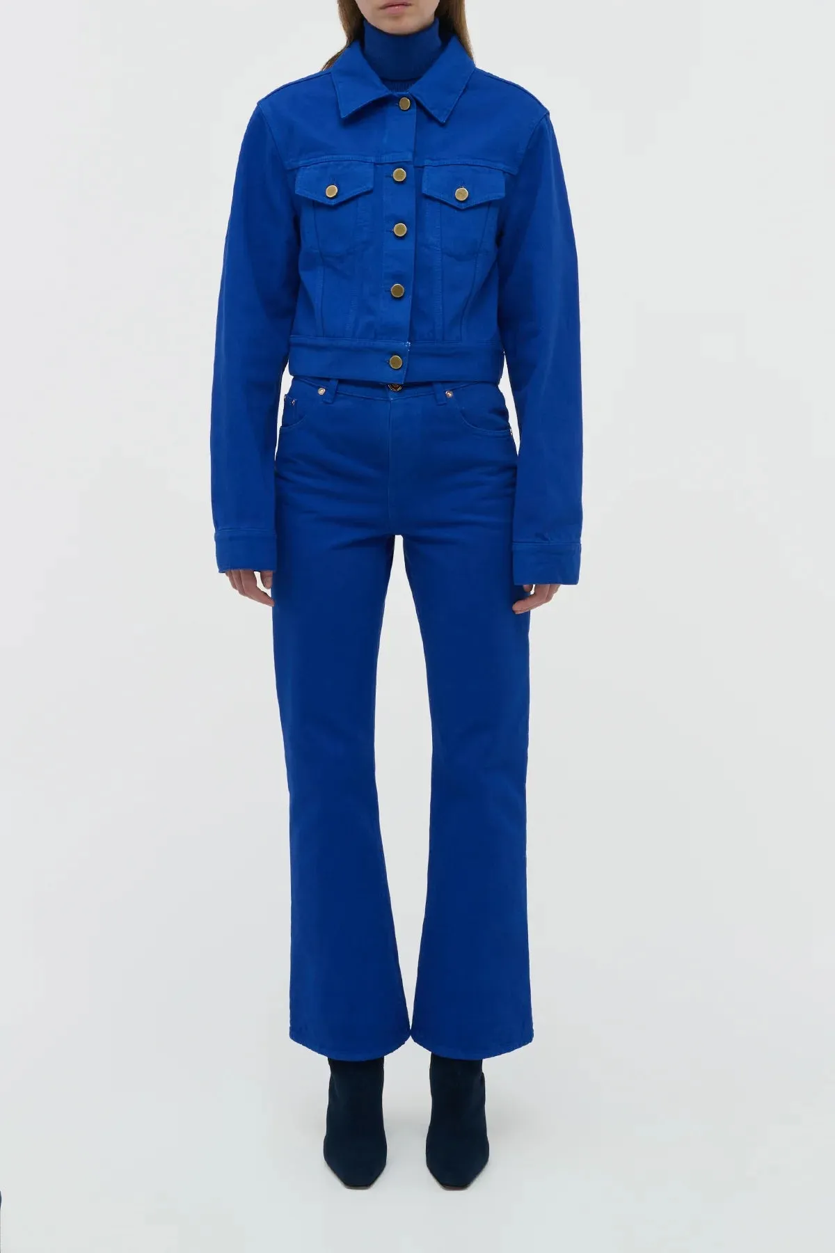 Thermal Insulation Tech Machine Washable Fabric Bronte Jacket in Cobalt Recycled Cotton Denim