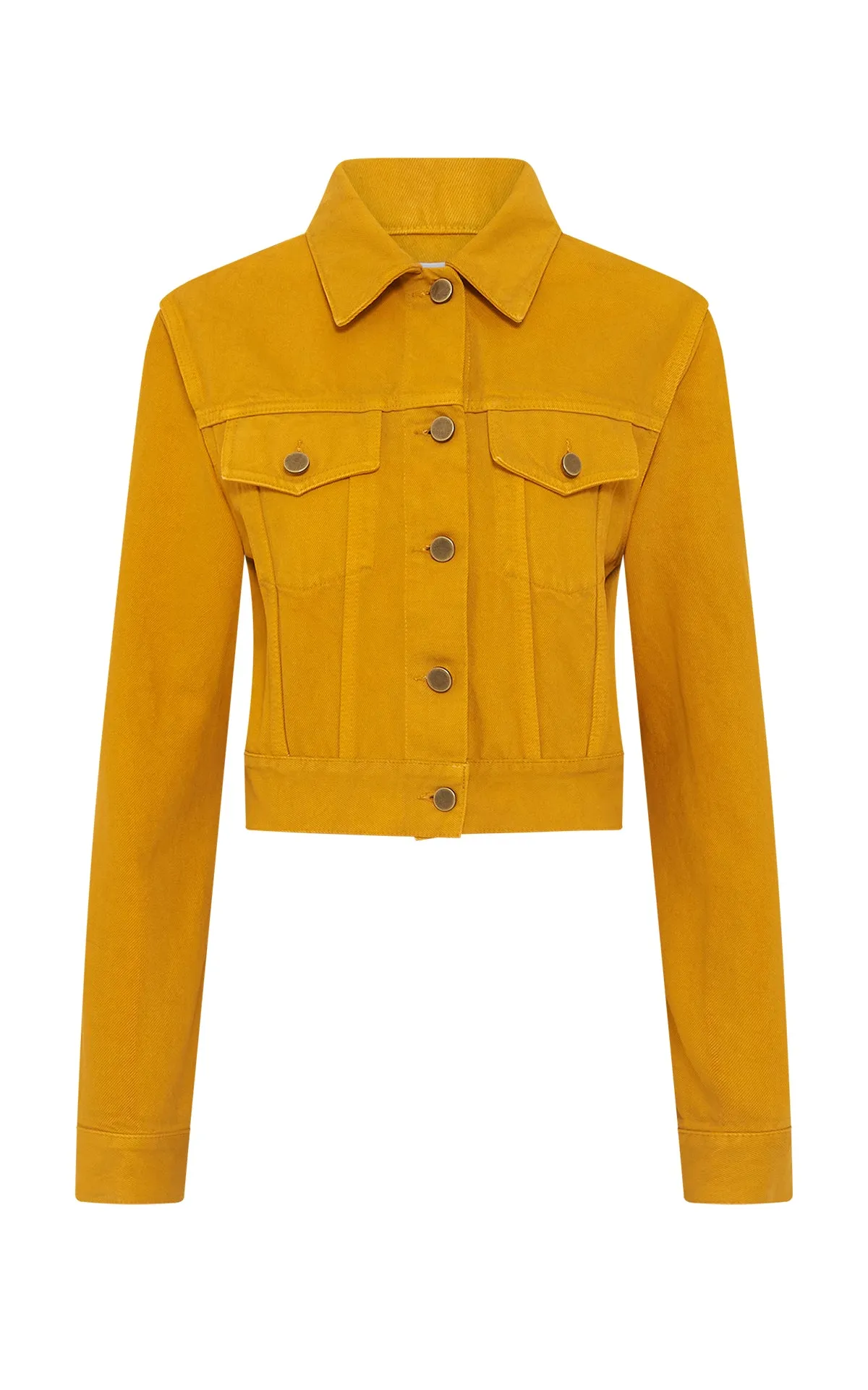 Layered Ply Construction WrinkleResistantTextile Bronte Jacket in Golden Birch Recycled Cotton Denim