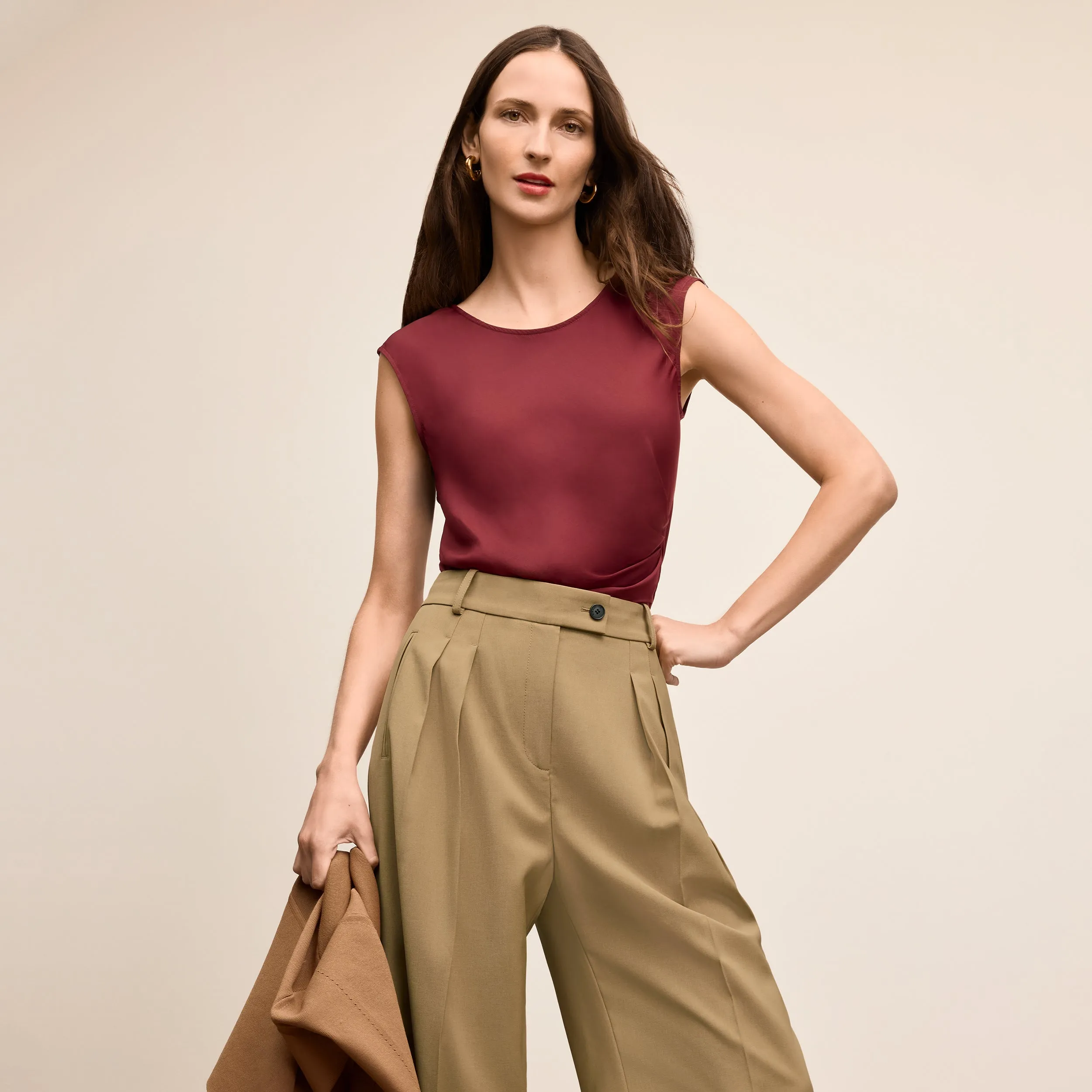 Brooke Definition Top - Eco Drape :: Port Wine TonalStitching