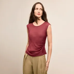 Foldable Cuff Design AthleisureCompatible Brooke Definition Top - Eco Drape :: Port Wine