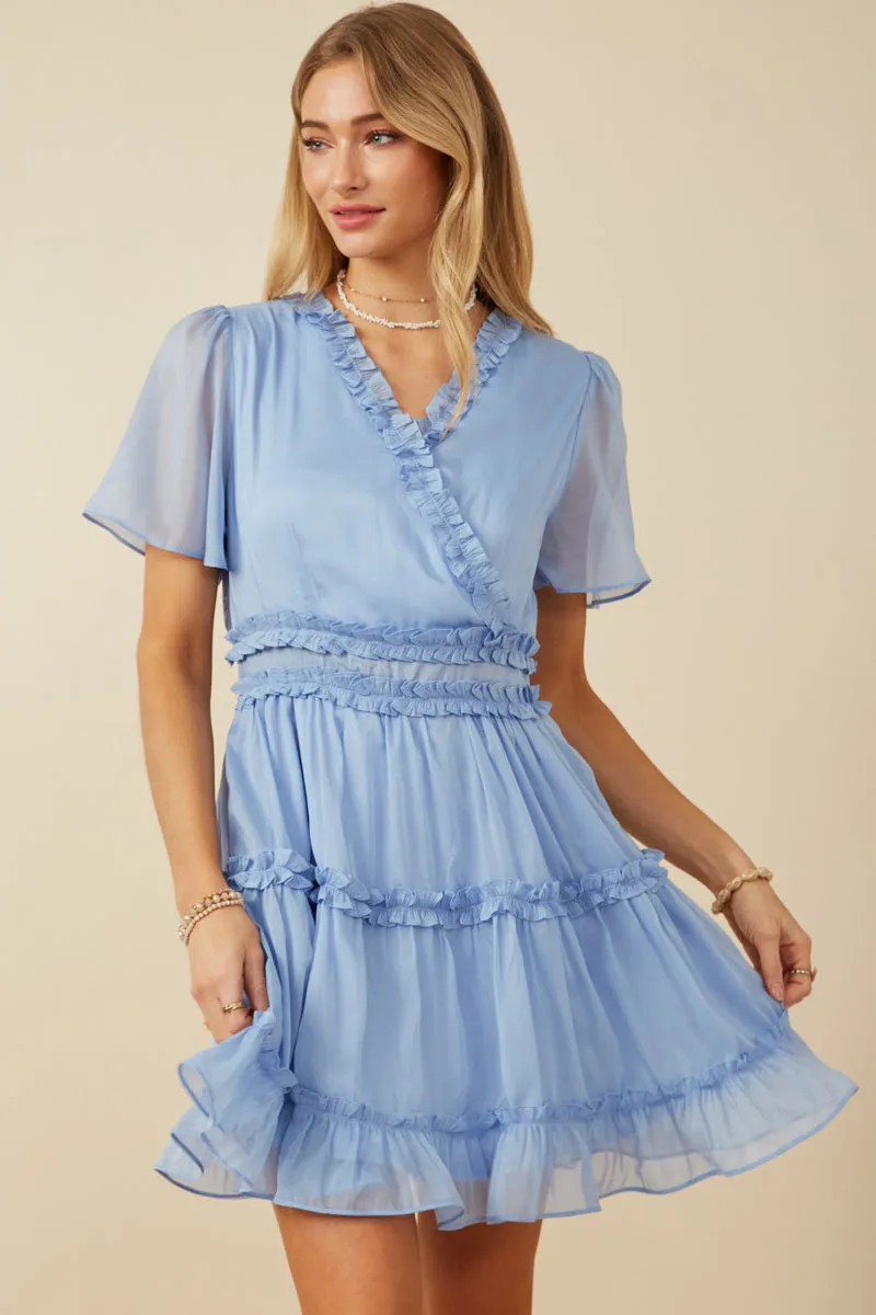 Ruffle Detailed Surplice Organza Dress Elegant Piece retro-style