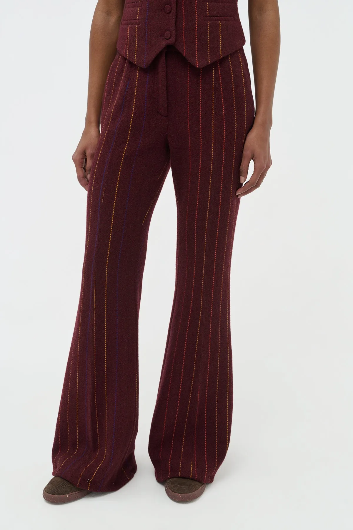 Layered Ventilation Zones Rhein Flare Pant in Burnt Sienna Multi Wool Cashmere