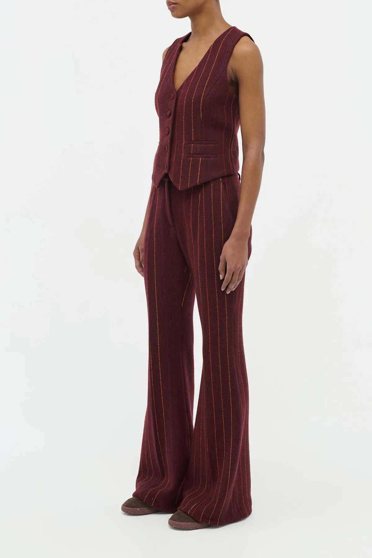 Rhein Flare Pant in Burnt Sienna Multi Wool Cashmere FlexibleLayeredConstruction GarmentWashedFinish