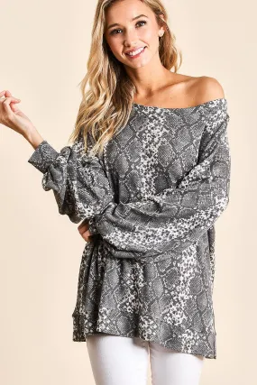 Thermoregulating Fabric BT1550-07 | SNAKESKIN THERMAL WIDE NECK TOP WITH BALLOON