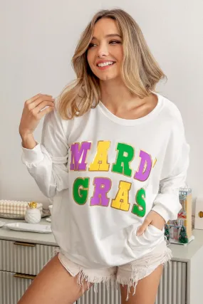 Low Profile Zipper Closure BT3000A-35 | MARDI GRAS W FOIL PRINT CREW NECK TOP