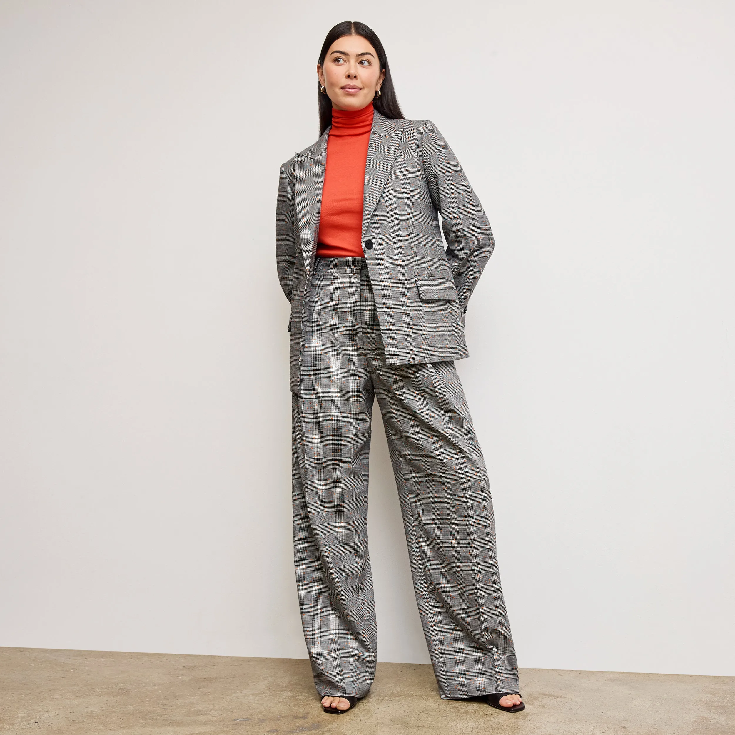 Tyner Director Blazer - Sharkskin :: Mixed Check Reinforced Hem