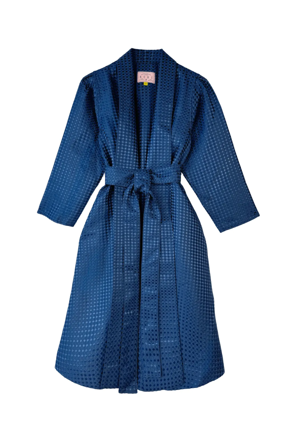 Buru x Megan Stokes Belted Swing Coat - Chelsea Blue Dot Advanced Layering System Fit For Travel