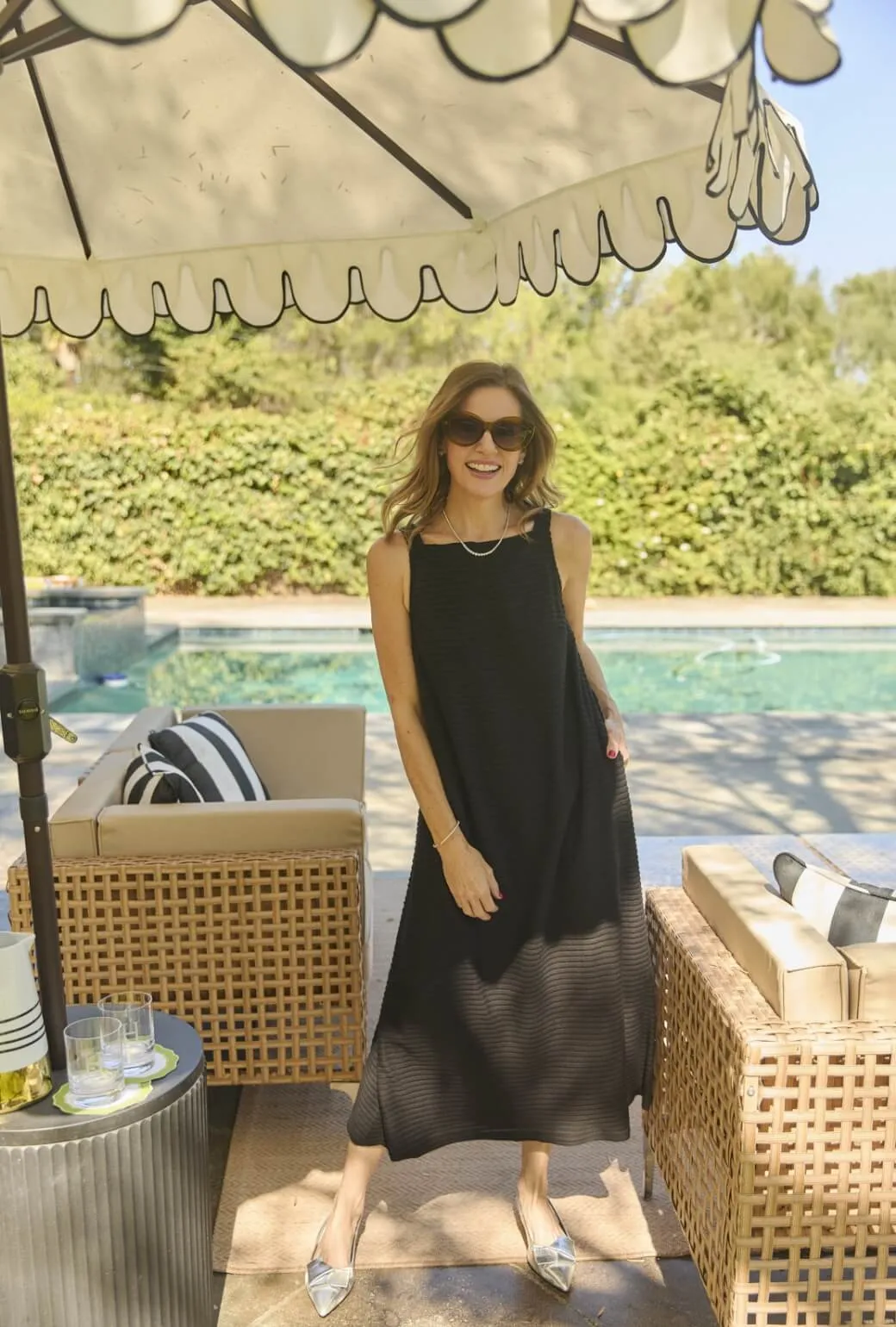 Tactile Soft Texture Buru x Megan Stokes The Megan MIDI Dress - Black Pintuck Knit