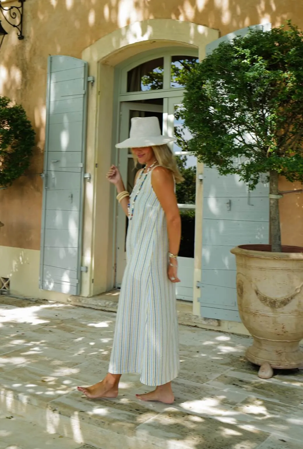 Lightweight pullover TearResistant Blends Buru x Megan Stokes The Megan MIDI Dress - Popcorn Stripe