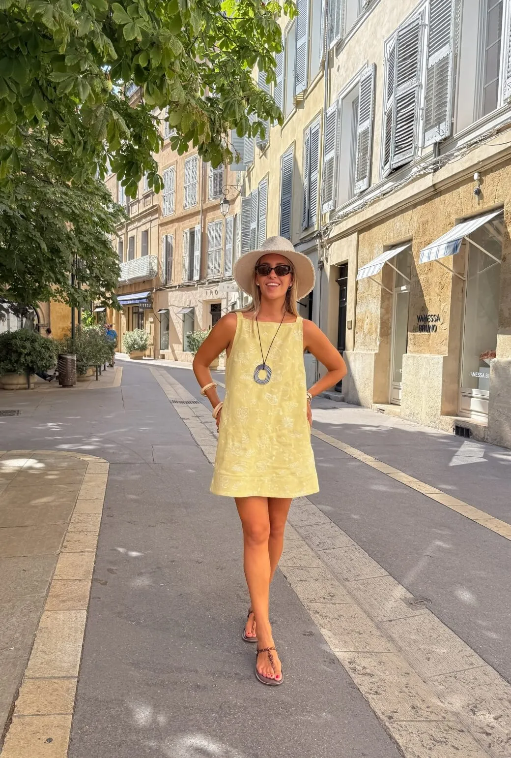 OdorControl Buru x Megan Stokes The Megan MINI Dress - Yellow Linen Embroidery