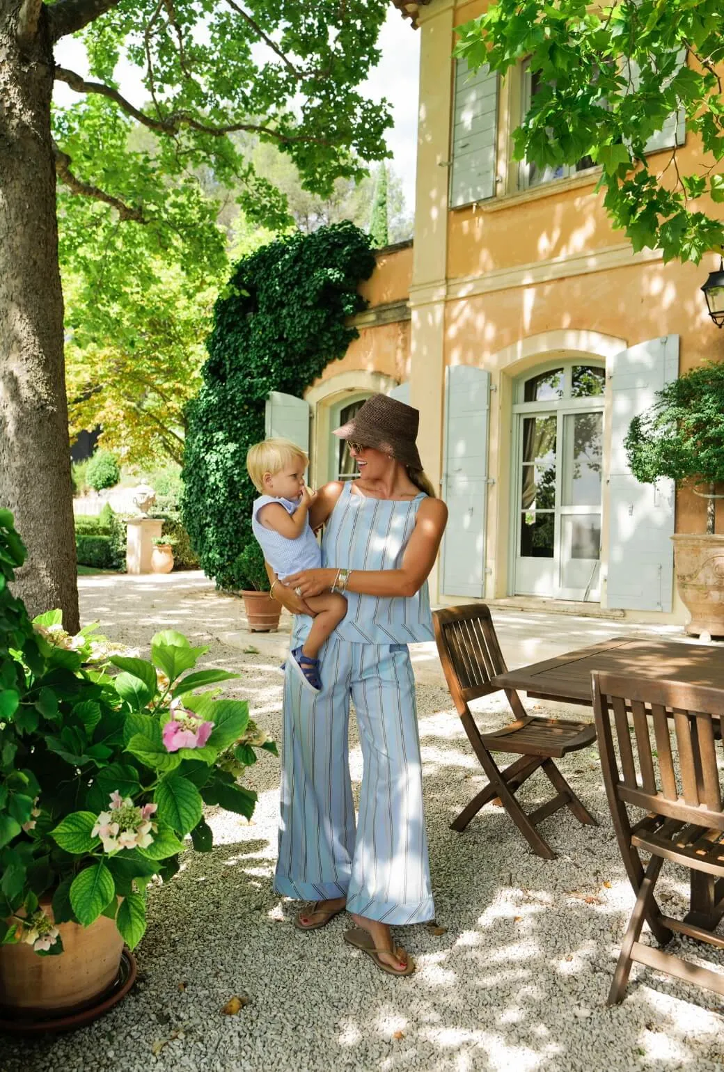 Buru x Megan Stokes The Stokes Swing Top - Blue & Brown Stripe Everyday Style AdjustableClosure