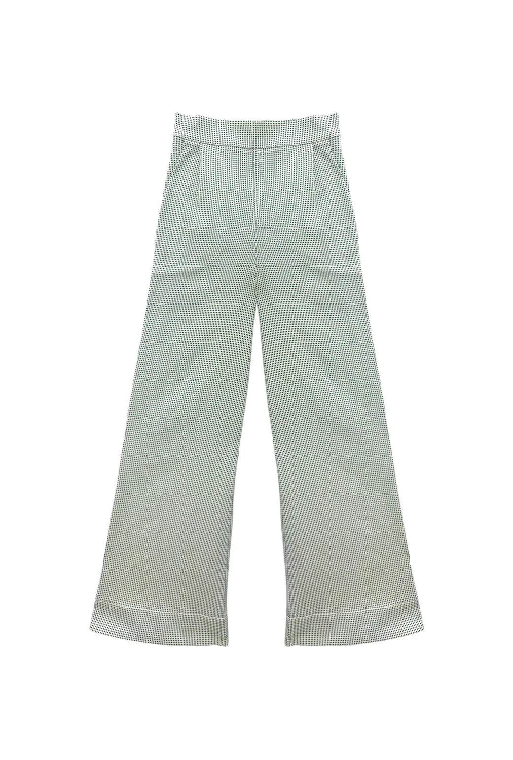 Buru x Old Soul Etiquette Flat Front Trousers  - Green Squares Twill SweatAbsorbent