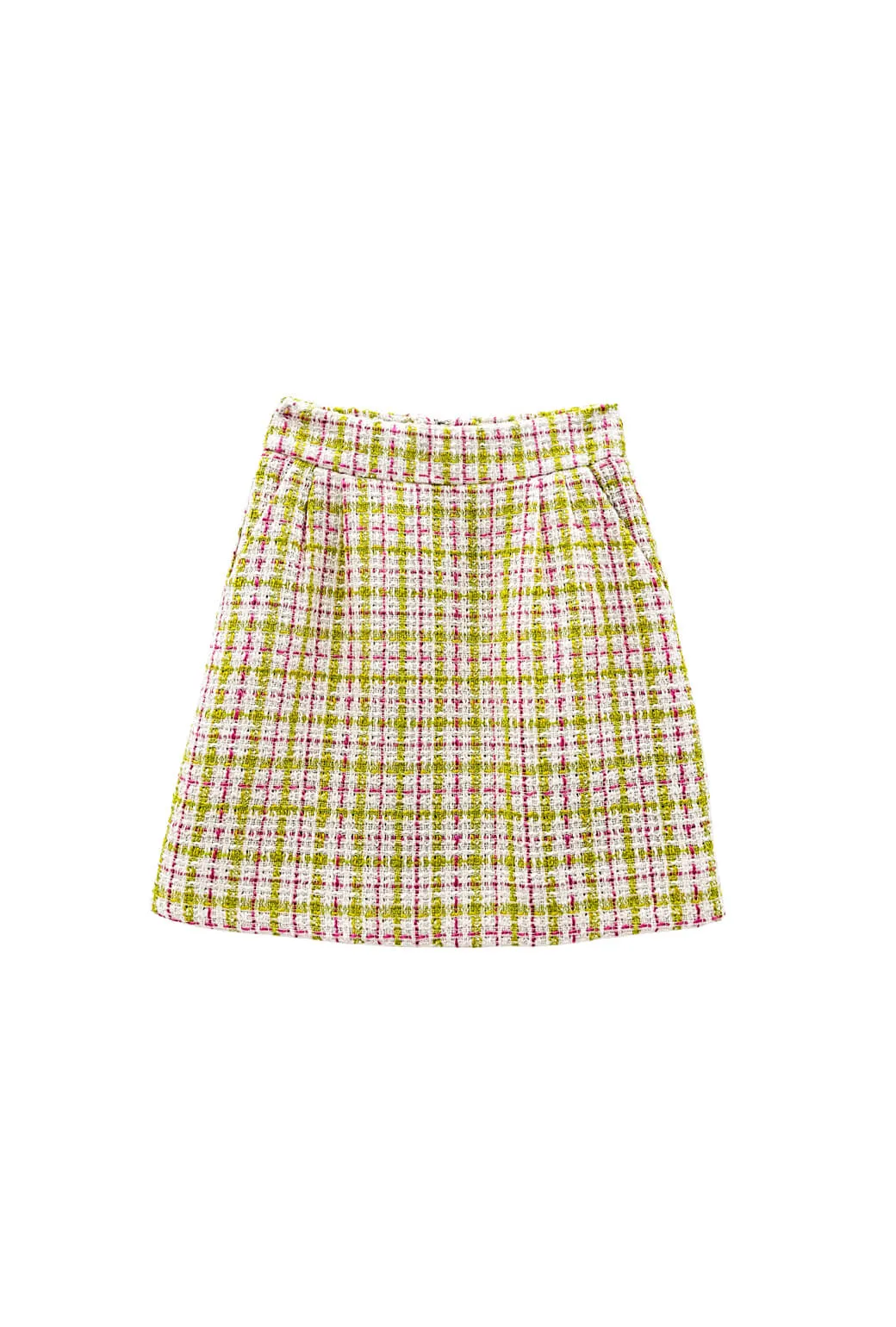 Buru x Old Soul Etiquette Maggie Mini Skirt - Spring Tweed Raw Edge Detail LightweightFabric
