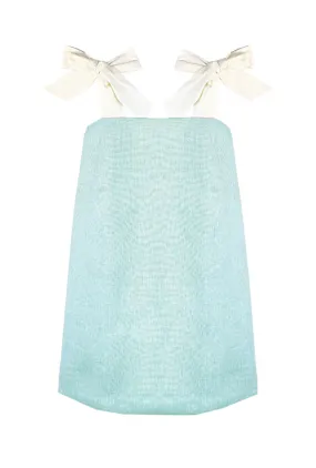 Buru x Old Soul Etiquette Pillar Dress MINI - Blue Shimmer Linen Active Wear