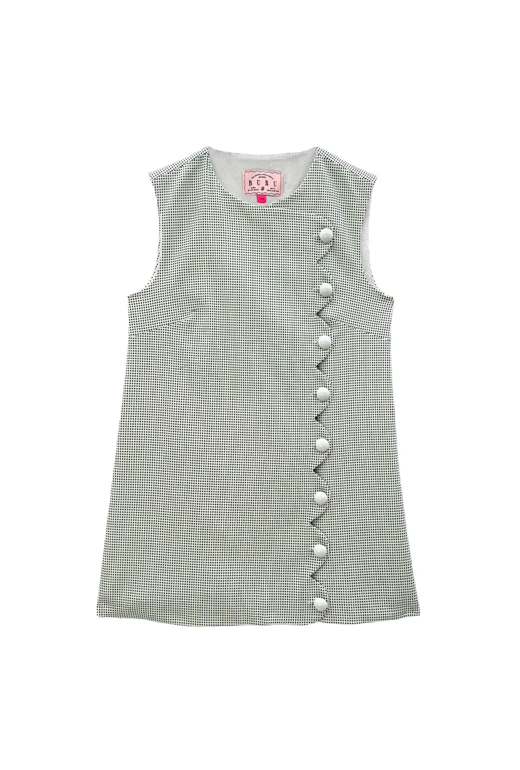 Buru x Old Soul Etiquette Scallop Tunic - Green Squares Twill DoubleStitched Construction