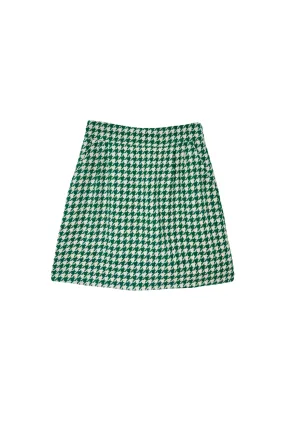 Buru x Tori Mellott Maggie Mini Skirt - Green Houndstooth High Durability Thread