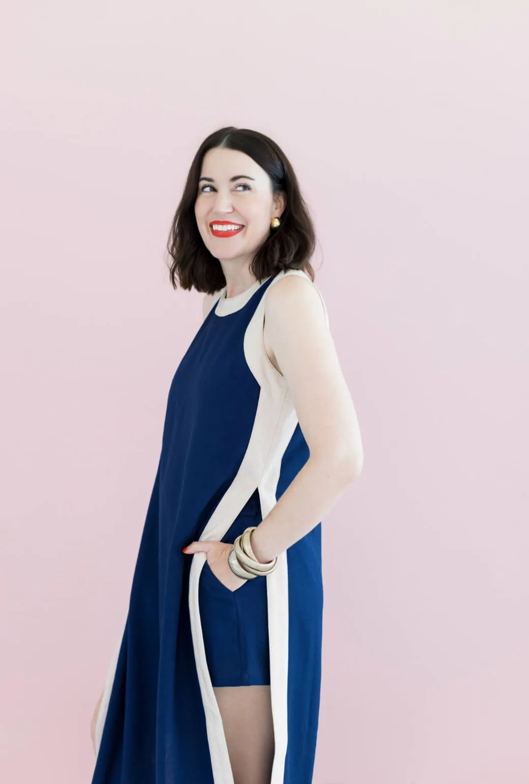 Buru x Val Bermuda Set - Navy & Taupe MultiLayer Stitching