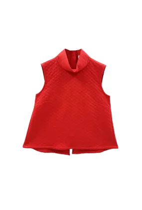 Buru x Val Cropped Sleeveless Mod Top 2.0 - Rouge Diamond Knit DurableBlend