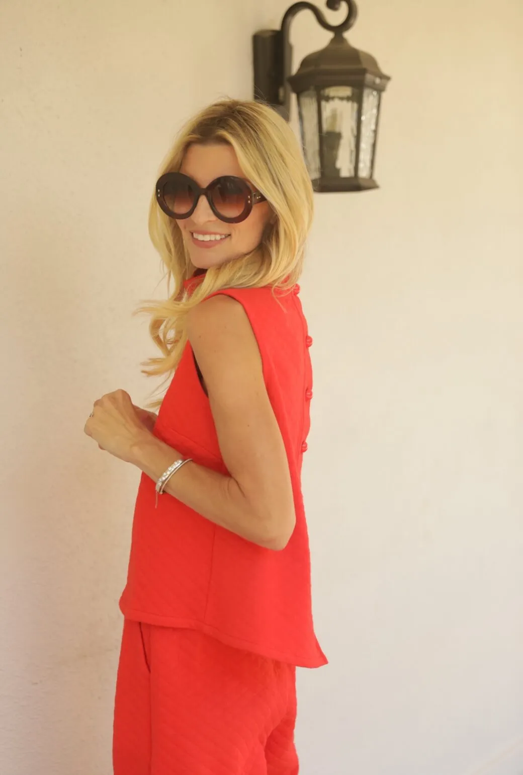 Buru x Val Cropped Sleeveless Mod Top 2.0 - Rouge Diamond Knit Stretch Material