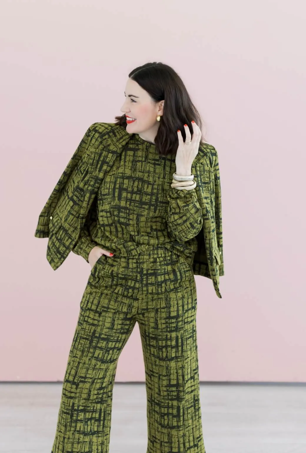 BURU x Val Everyday Pullover - Chartreuse & Black Abstract Knit Contrast Stitch Accent