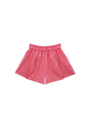 Buru x Val Everyday Shorts - Red Gingham Stretch waistband