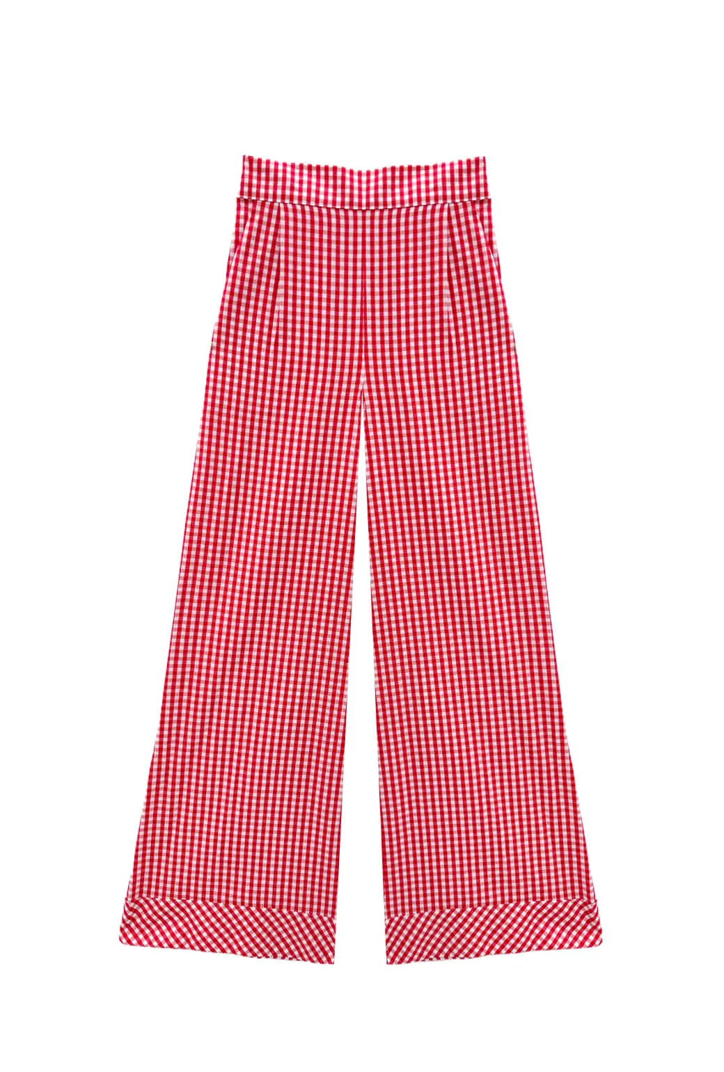 Buru x Val Hepburn High Rise Trousers - Red Gingham Soft Brushed Lining Sun Protection Fabric