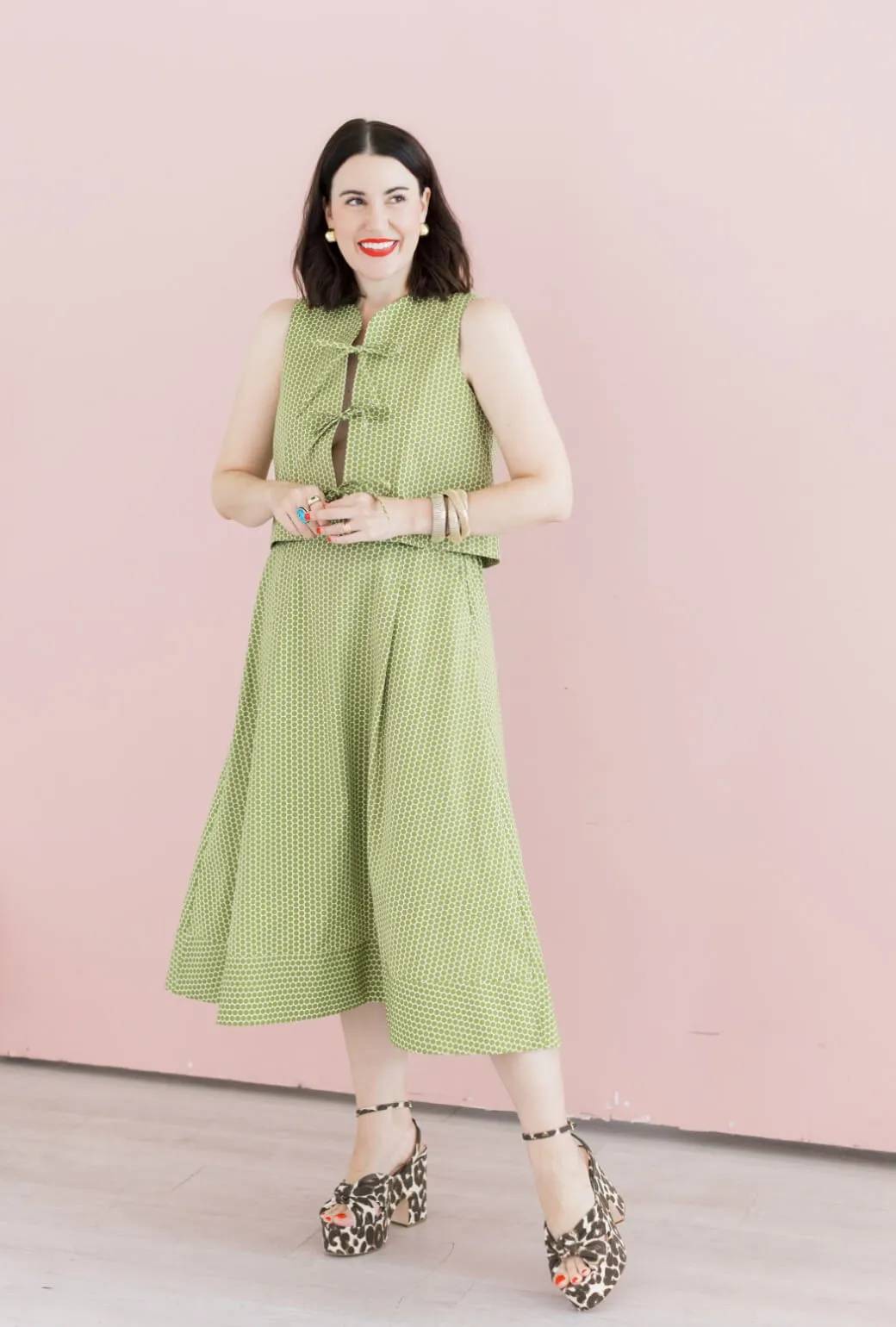 Buru x Val The Fife Vest - Green Polka Dot Neutral Tone Palette Ventilated Mesh Panels