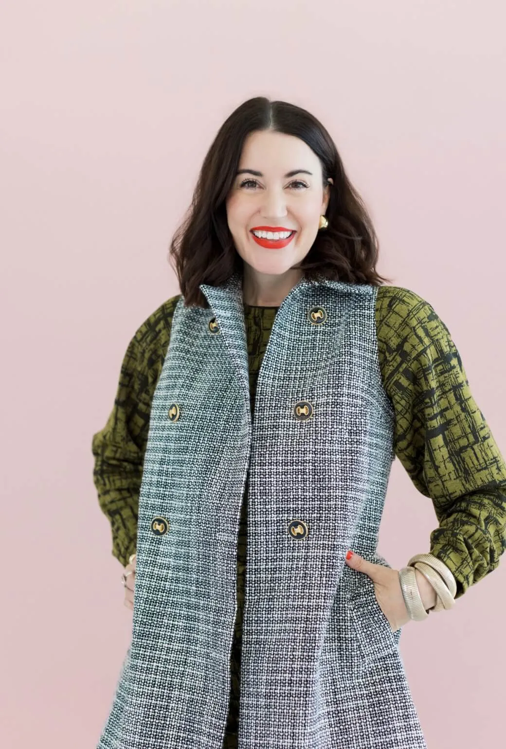 Casual Comfy Layer AbrasionResistant Buru x Val The Val Vest - Black & White Tweed