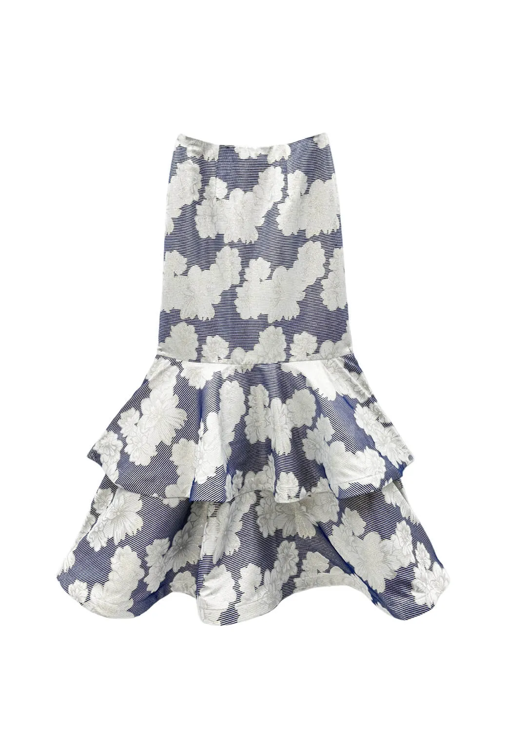 Lounge-friendly Tear Resistant Buru x Val Trumpet Teagan - Navy Floral Brocade