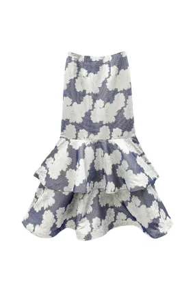 Lounge-friendly Tear Resistant Buru x Val Trumpet Teagan - Navy Floral Brocade