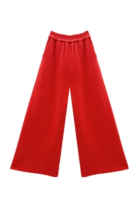 Buru x Val Wide Leg Knit Trouser 2.0 - Rouge Quilted Knit Casual Design Pocket Reinforcement