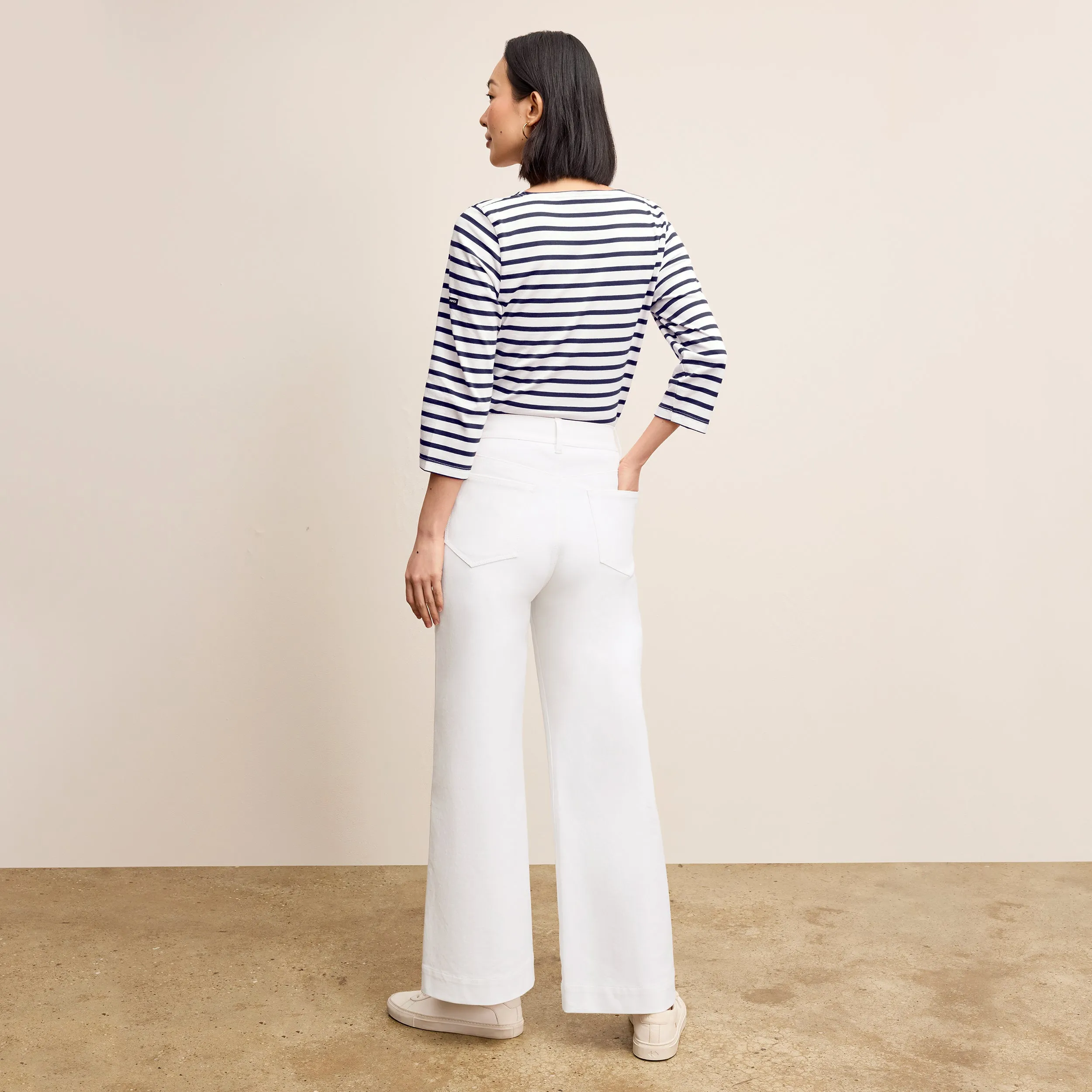 Saint James Galathee II 3/4 Sleeve - Jersey :: Marine/Ecru Odor Neutralizing Technology Professional Cut