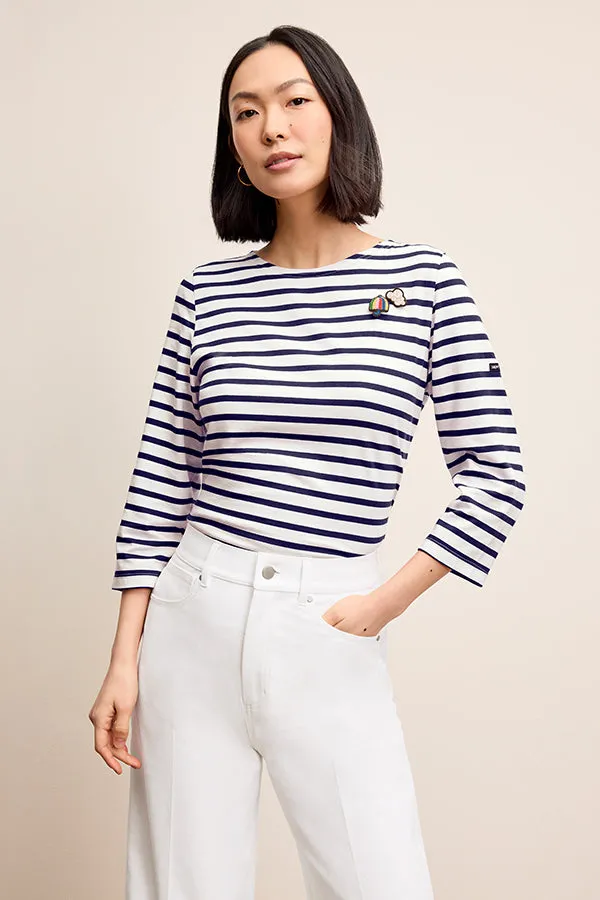 Durable Reinforced Hem Saint James Galathee II 3/4 Sleeve - Jersey :: Marine/Ecru