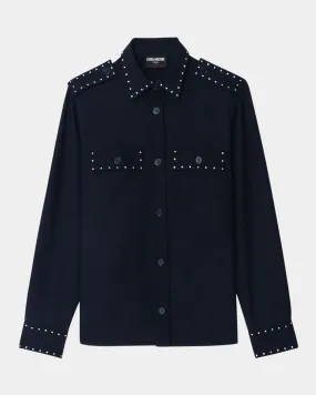 ZADIG & VOLTAIRE TASKAM TAILLEUR STRASS SHIRT Loose Blouse Interlock Weave