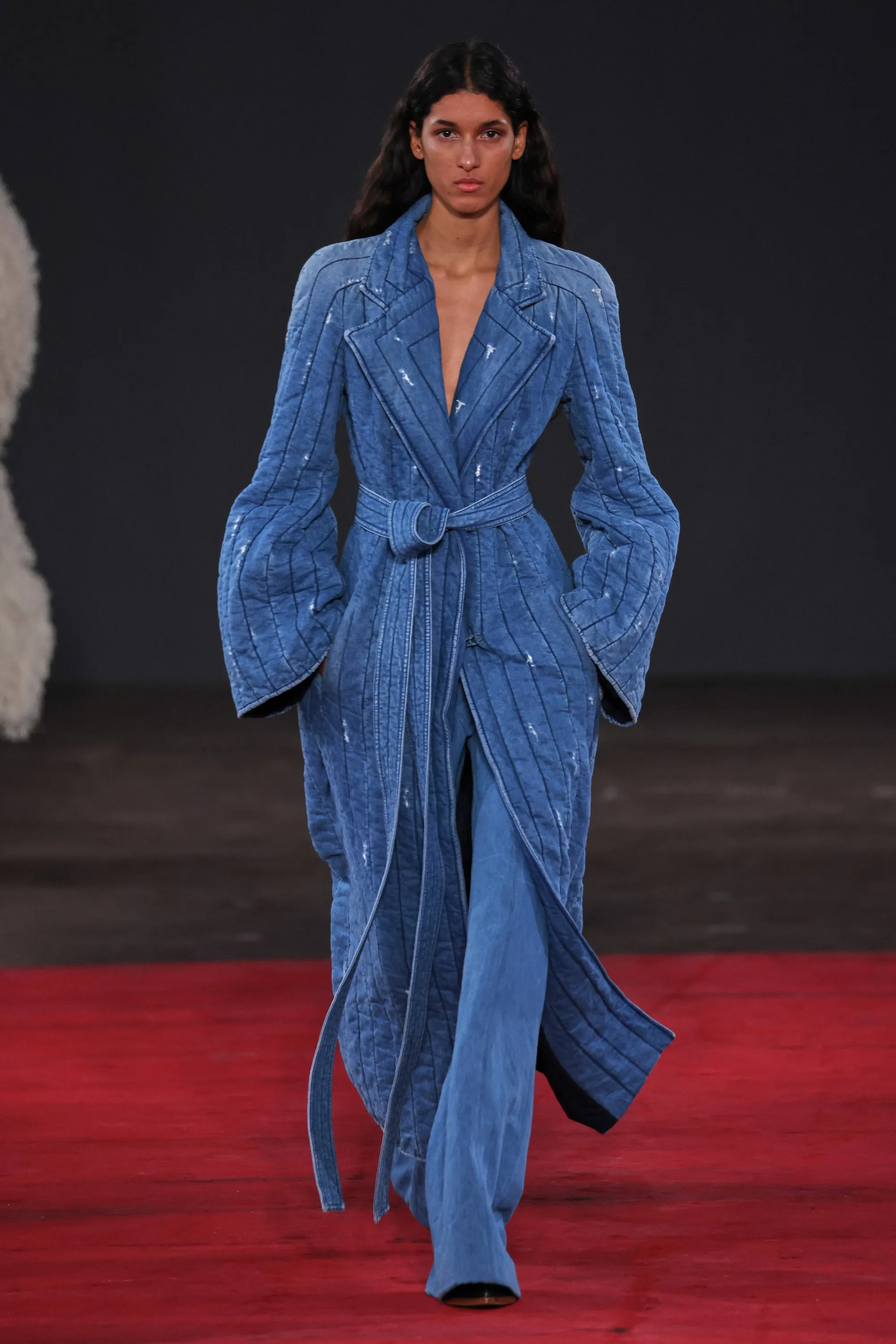 Rhein Pant in Light Blue Recycled Cotton Linen Denim SheerLayering Stretch Woven Material