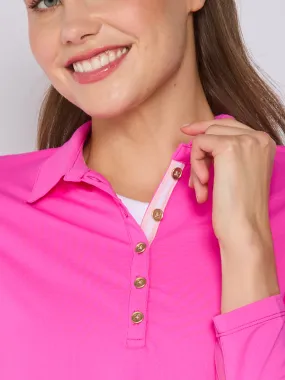 Anti Odor Finish Button Down Long Sleeve Polo