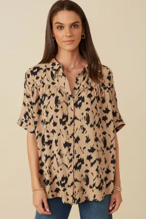 Button Up Animal Print Dolman Shirt MinimalistAesthetic
