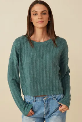 Cable Knit Banded Knit Top Office Attire