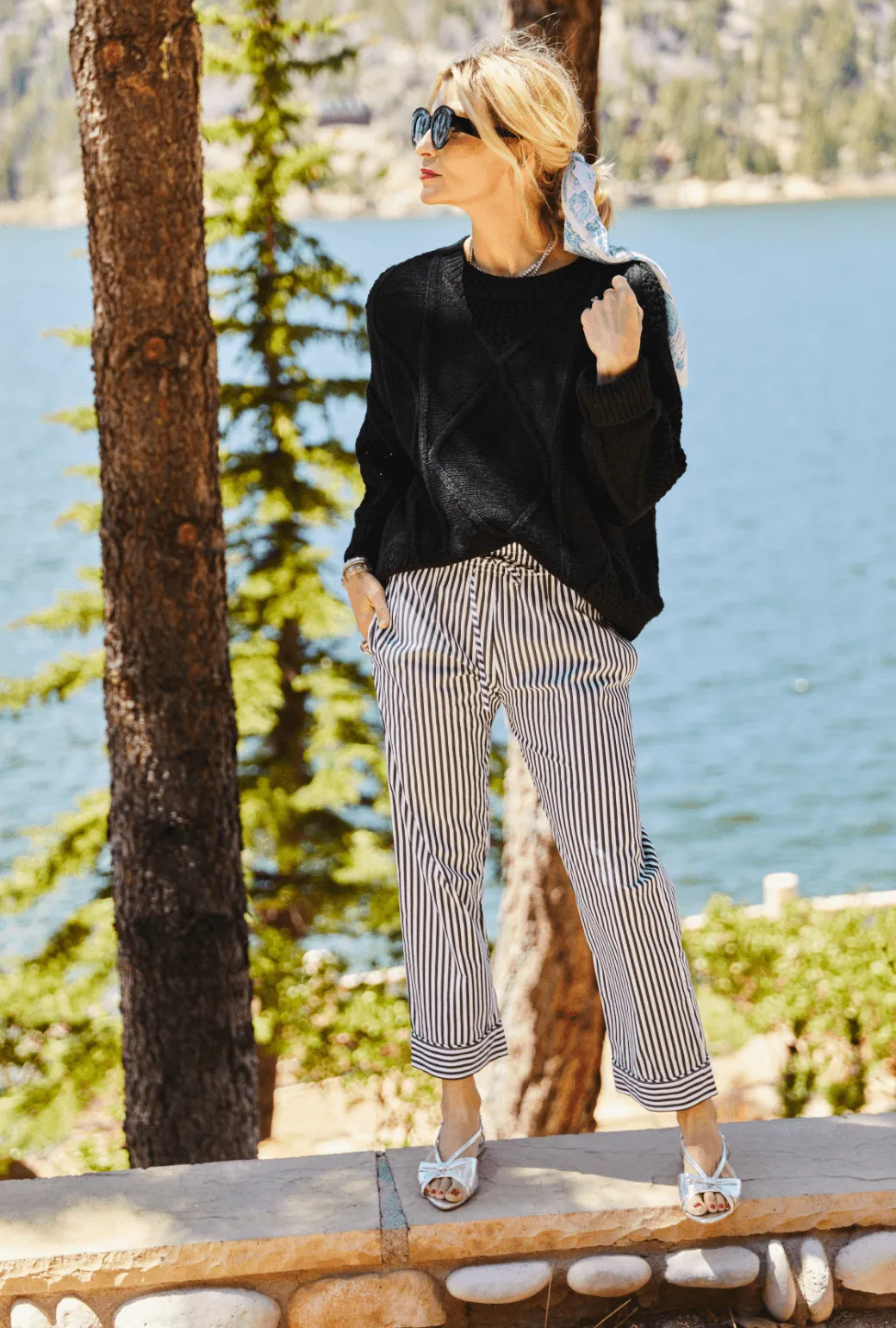 Cable Knit Fisherman Sweater - Black AntiStaticLining