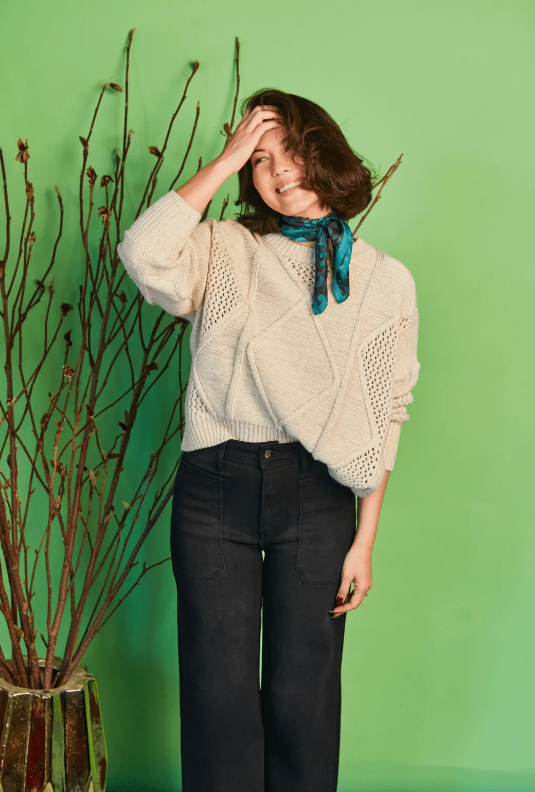 Cable Knit Fisherman Sweater - Oatmeal Minimalist Detailing