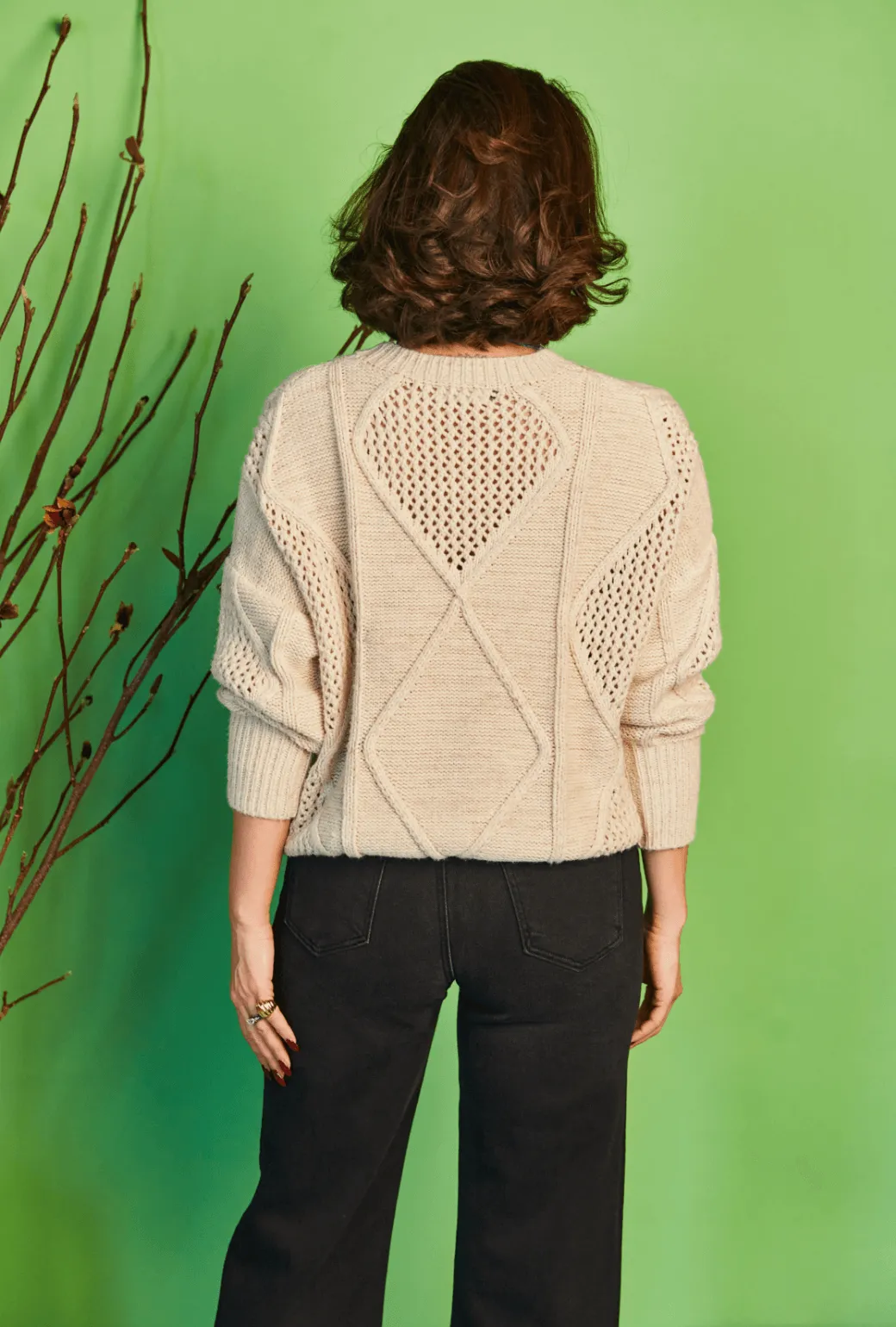 DurableWeave Cable Knit Fisherman Sweater - Oatmeal