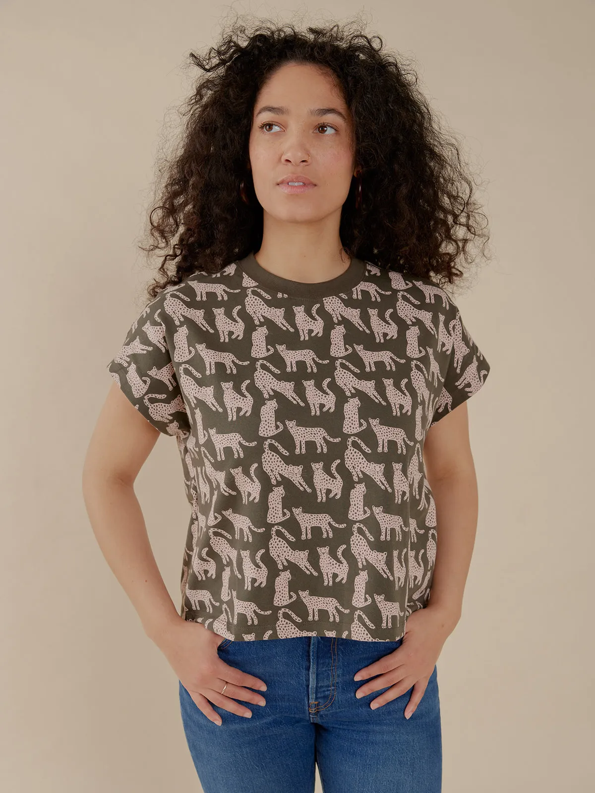 Roll Up Sleeve System QuickDryTechnology Caitlin Top - Leopard Green