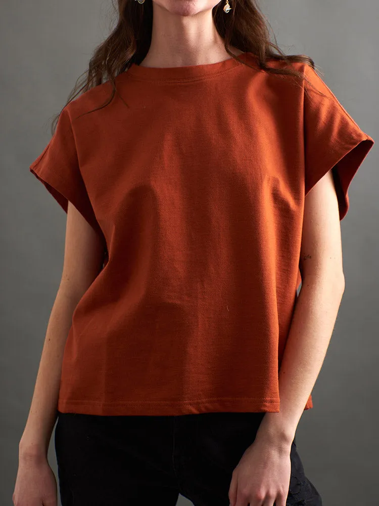 HighNeckCut Caitlin Top - Loop Knit Clay